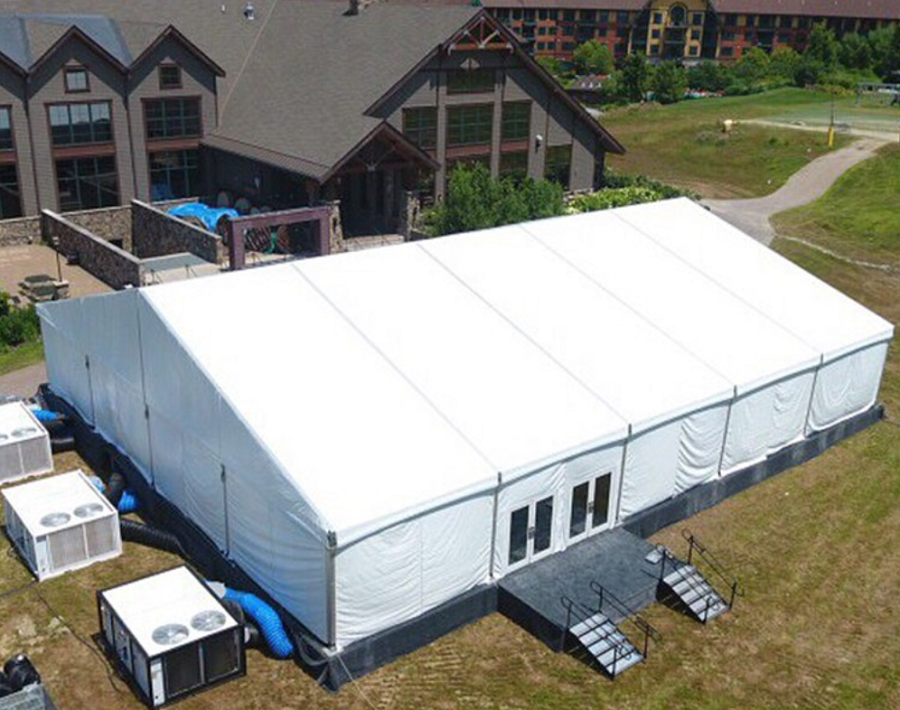 Where can warehouse tents be built?